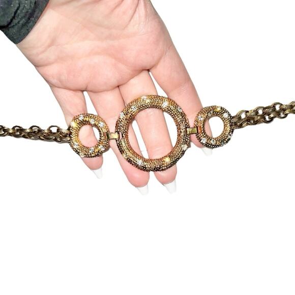 VTG Dolce & Gabbana White Leather Gold Rhinestone O-Ring Chain Glam Belt main image 11